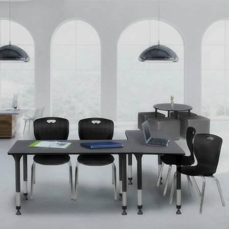 REGENCY Tables > Height Adjustable > Rectangular Table & Chair Sets, 60 X 30 X 23-34, Grey MT6030GYAPBK40BK